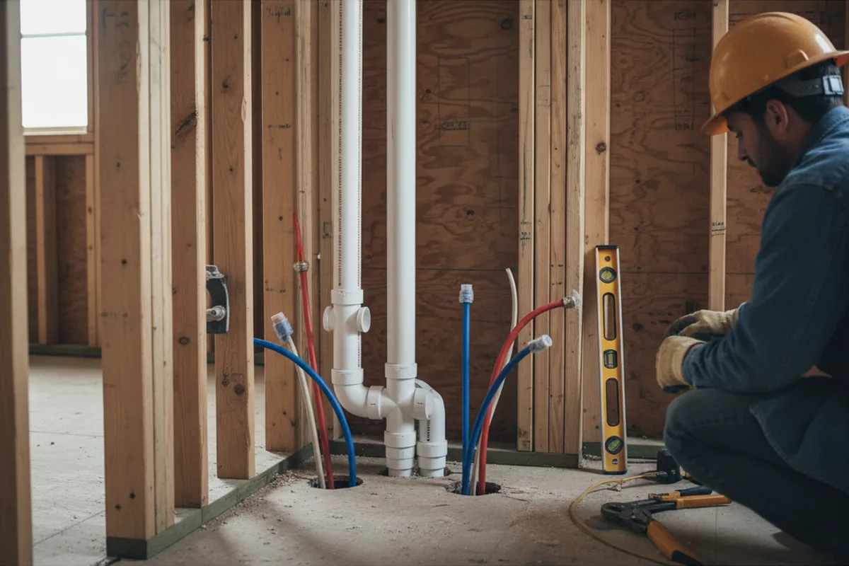 Drain and supply rough-in during Drain Cleaning in Watervliet