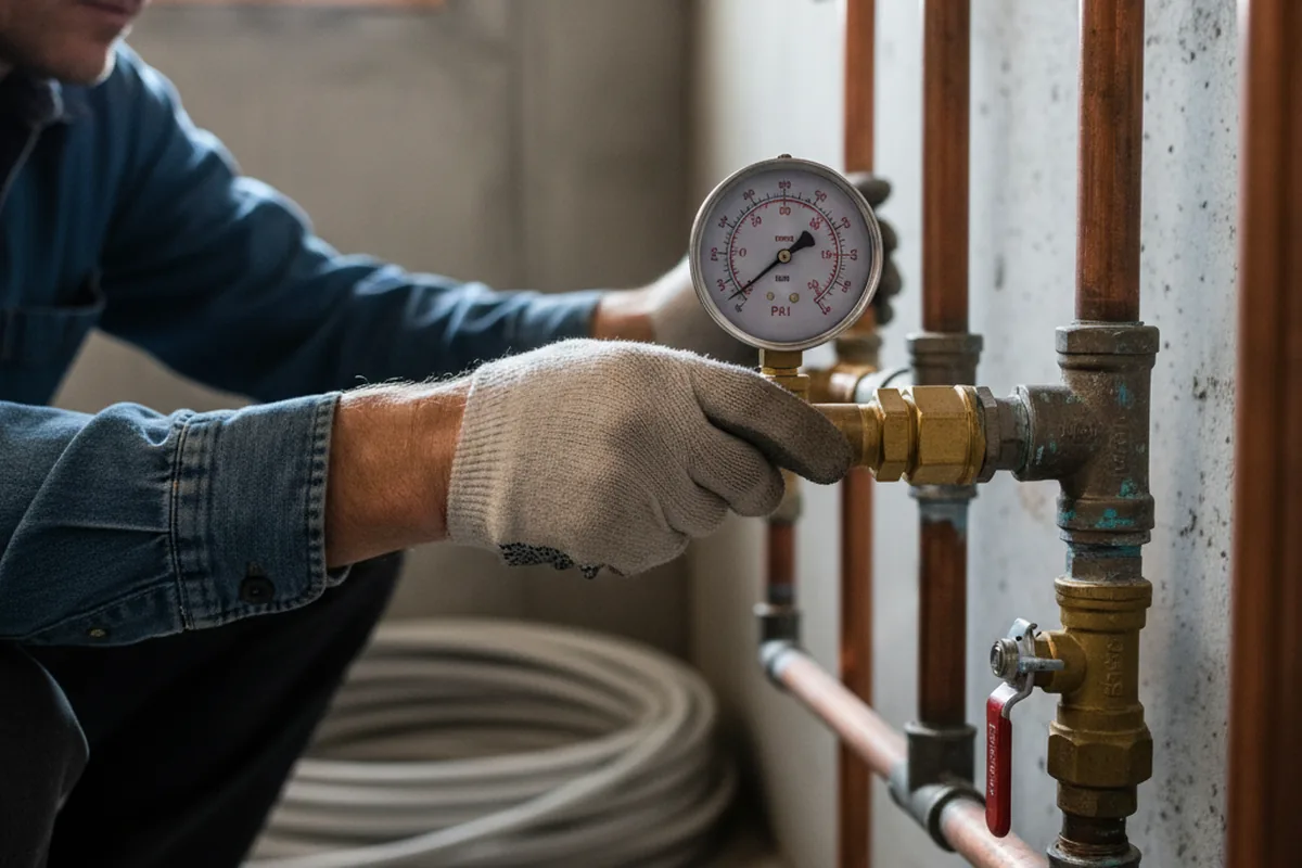 Pressure testing a repaired line during Water Line Repair in Watervliet